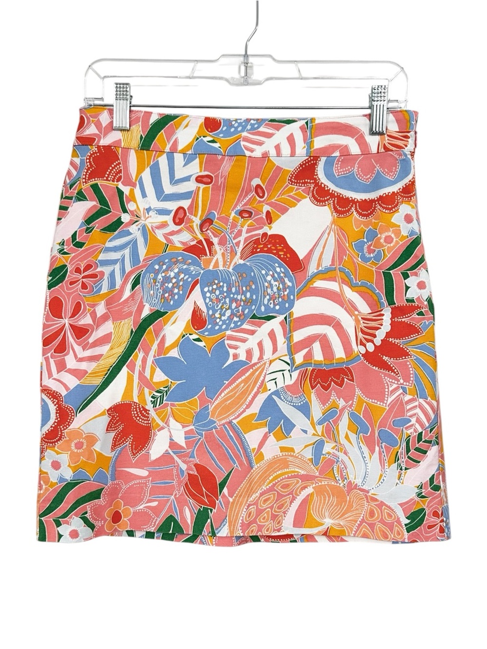 Talbots Skirt Tropical Floral Mini Pink Multicolor Cotton Stretch Women’s Size 2